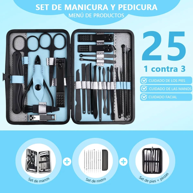 SET MANICURE KIT UÑAS DE ASEO PROFESIONAL 25 PIEZAS. - 1