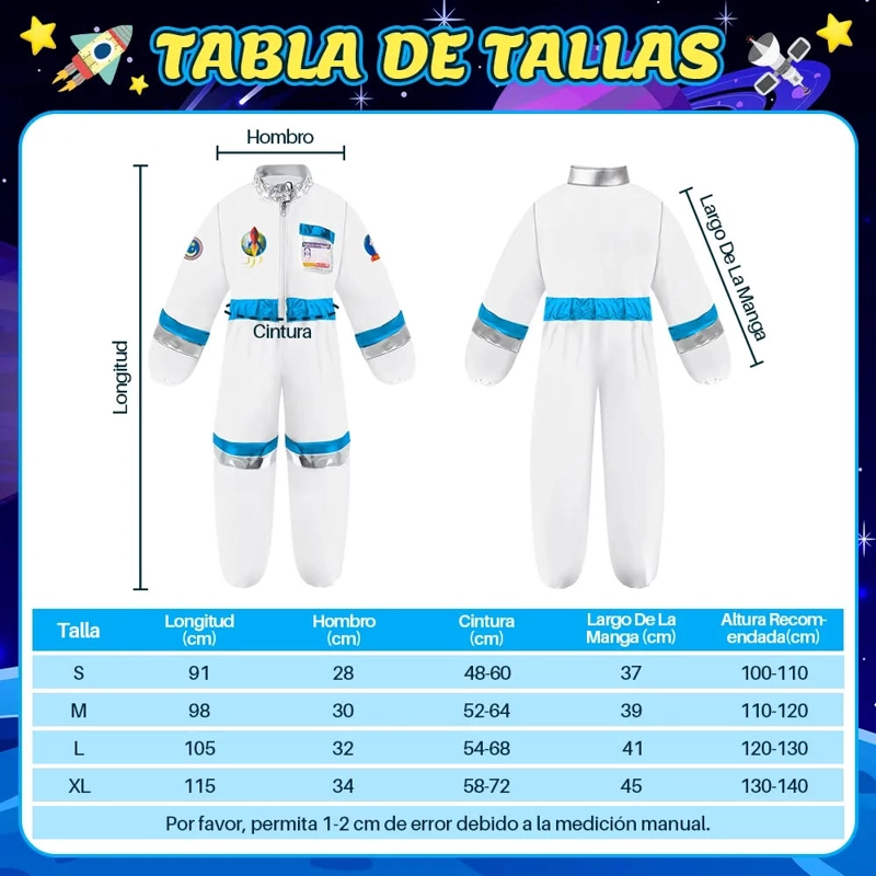 SET DISFRAZ DE ASTRONAUTA ESPACIAL PARA NIÑOS TALLA L ( 5 A 7 AÑOS ) - 2