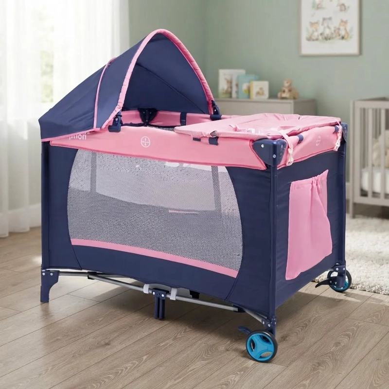 CUNA CORRAL CON MUDADOR MOSQUITERO COLCHON  LUBABYCAS - 4