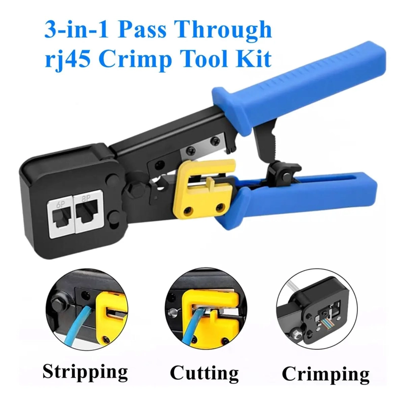 KIT CRIMPEADORA EZ RJ45 +50 CONECTOR CAT6 PRENSA ANTICORTE+TESTER - 3