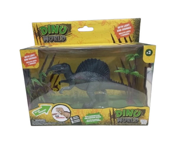CAJA JUGUETE FIGURA DINOSAURIO CON LUZ Y SONIDO - 1