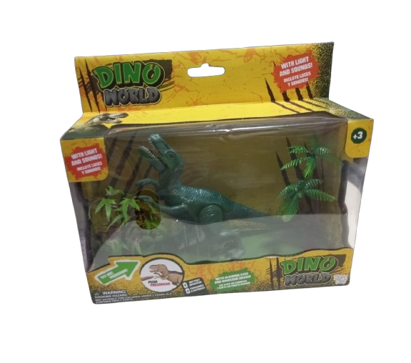 CAJA JUGUETE FIGURA DINOSAURIO CON LUZ Y SONIDO - 1