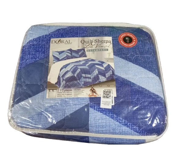 PLUMON SHERPA DORAL 2 1/2 PLAZAS AZUL ESTAMPADO POLIESTER 100% - 1