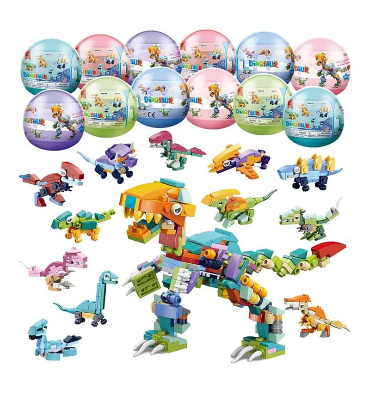 CAJA JUEGO BLOQUES DE DINOSAURIOS 12 HUEVOS - 1