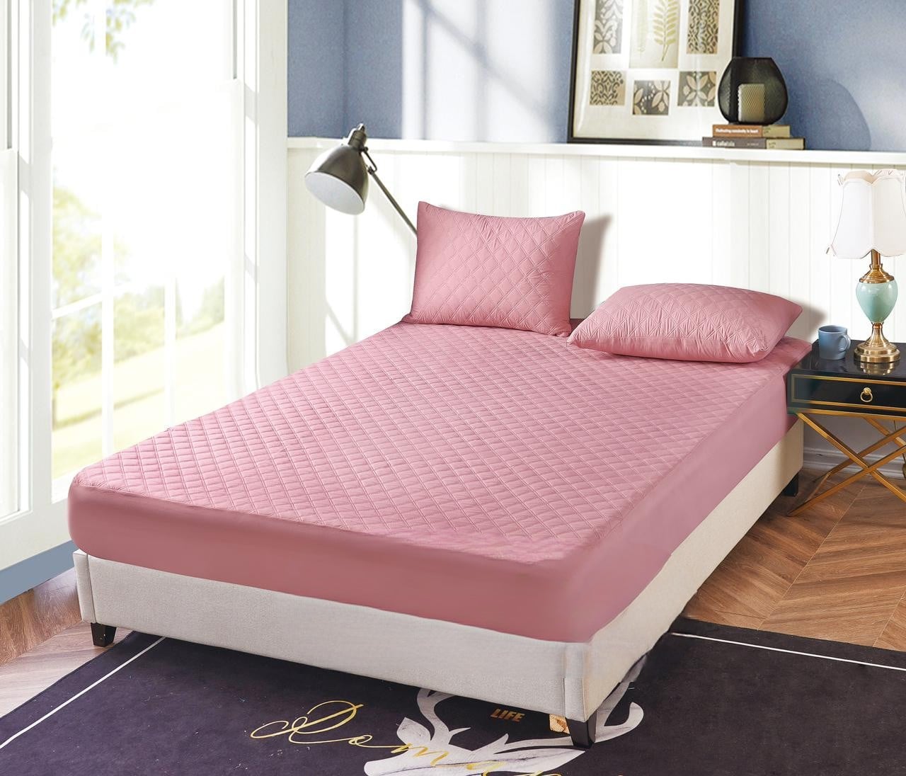 CUBRECOLCHÓN ANGELES DEL HOGAR ROSADO LISO KING - 1