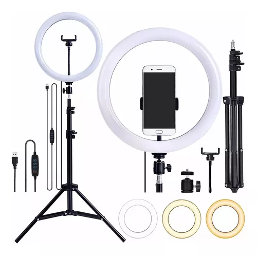 ARO DE LUZ ANGELES DEL HOGAR 56CM PROFESIONAL 3 SOPORTES CON TRIPODE INCLUIDO - 2