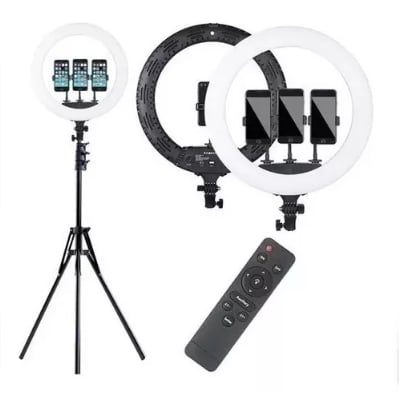 ARO DE LUZ ANGELES DEL HOGAR 56CM PROFESIONAL 3 SOPORTES CON TRIPODE INCLUIDO - 4