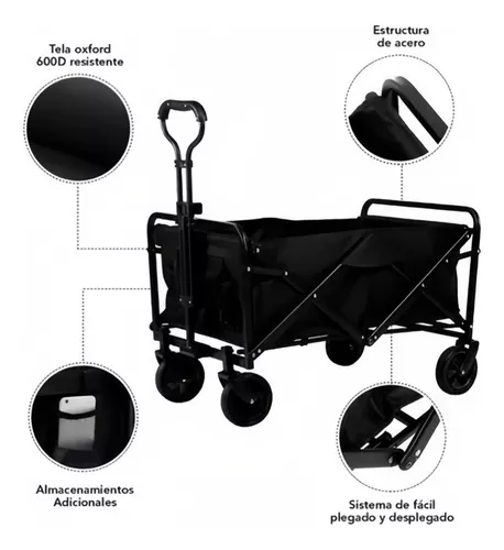 CARRO DE MANO PARA COMPRAS NEGRO - 3