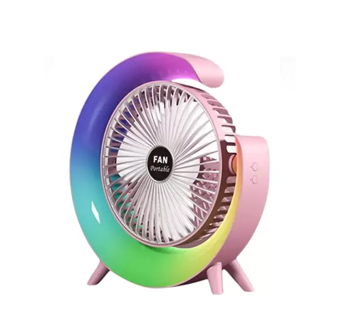 VENTILADOR DE ESCRITORIO RGB MULTICOLOR LAMPARA PORTÁTIL USB - 2