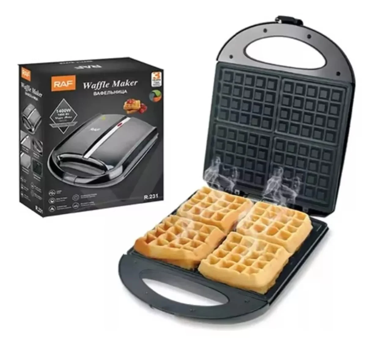 WAFLERA MAQUINA ELECTRICA PARA HACER 4 WAFFLES ANTIHADERENTE - 1