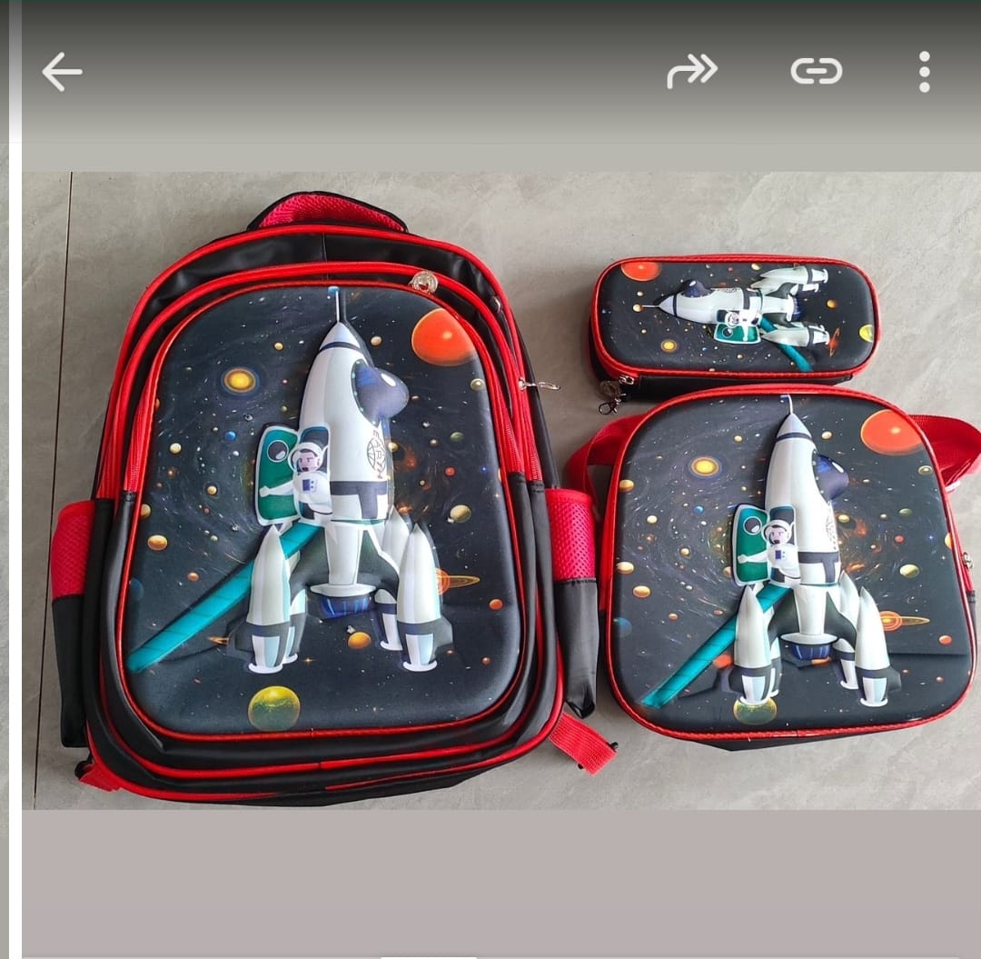 MOCHILA ESCOLAR INFANTIL 3D MAS LONCHERA Y ESTUCHE - 1