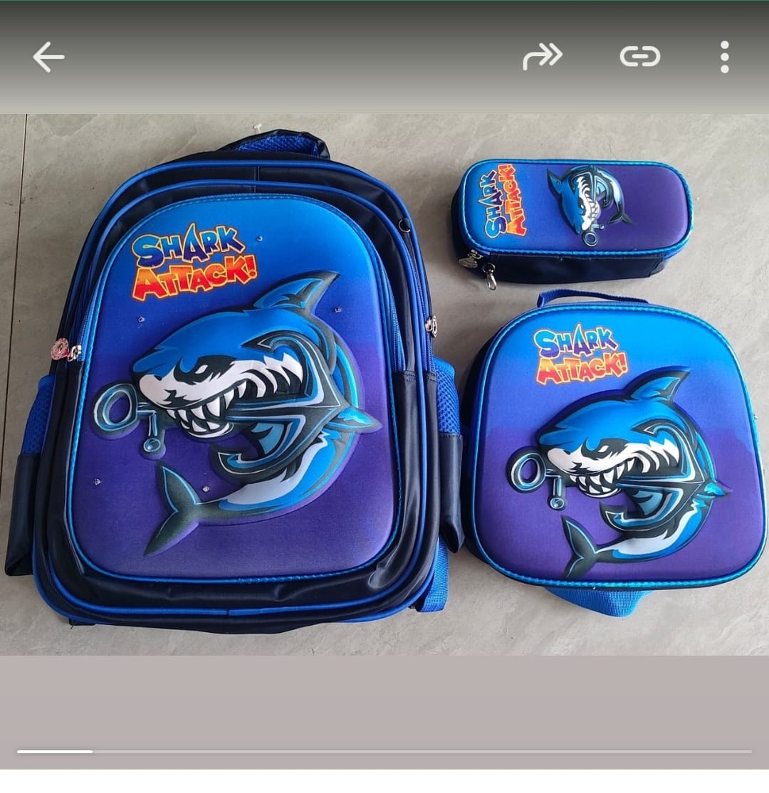 MOCHILA ESCOLAR INFANTIL 3D MAS LONCHERA Y ESTUCHE - 1