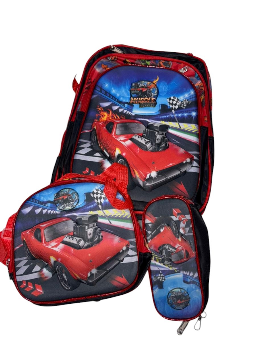 MOCHILA ESCOLAR INFANTIL 3D MAS LONCHERA Y ESTUCHE - 1