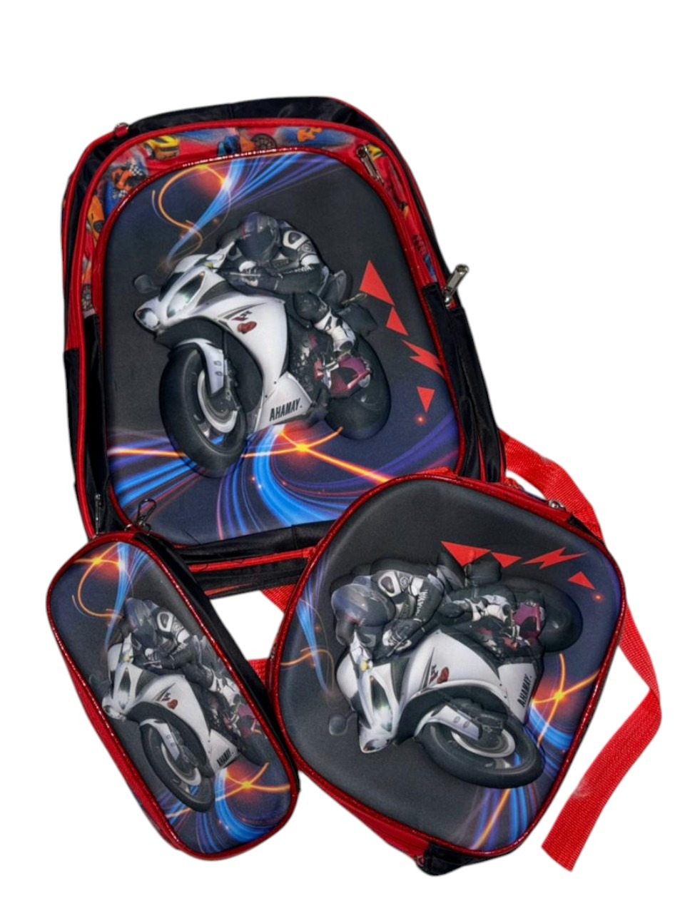 MOCHILA ESCOLAR INFANTIL 3D MAS LONCHERA Y ESTUCHE - 1