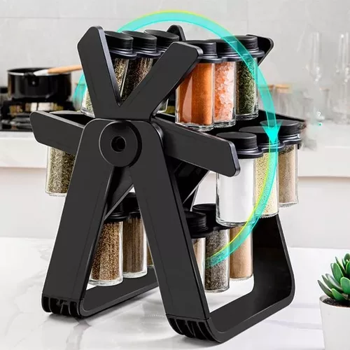 ESPECIERO GIRATORIO COCINA 18 FRASCOS ROTATIVO 360° PRACTICO - 2
