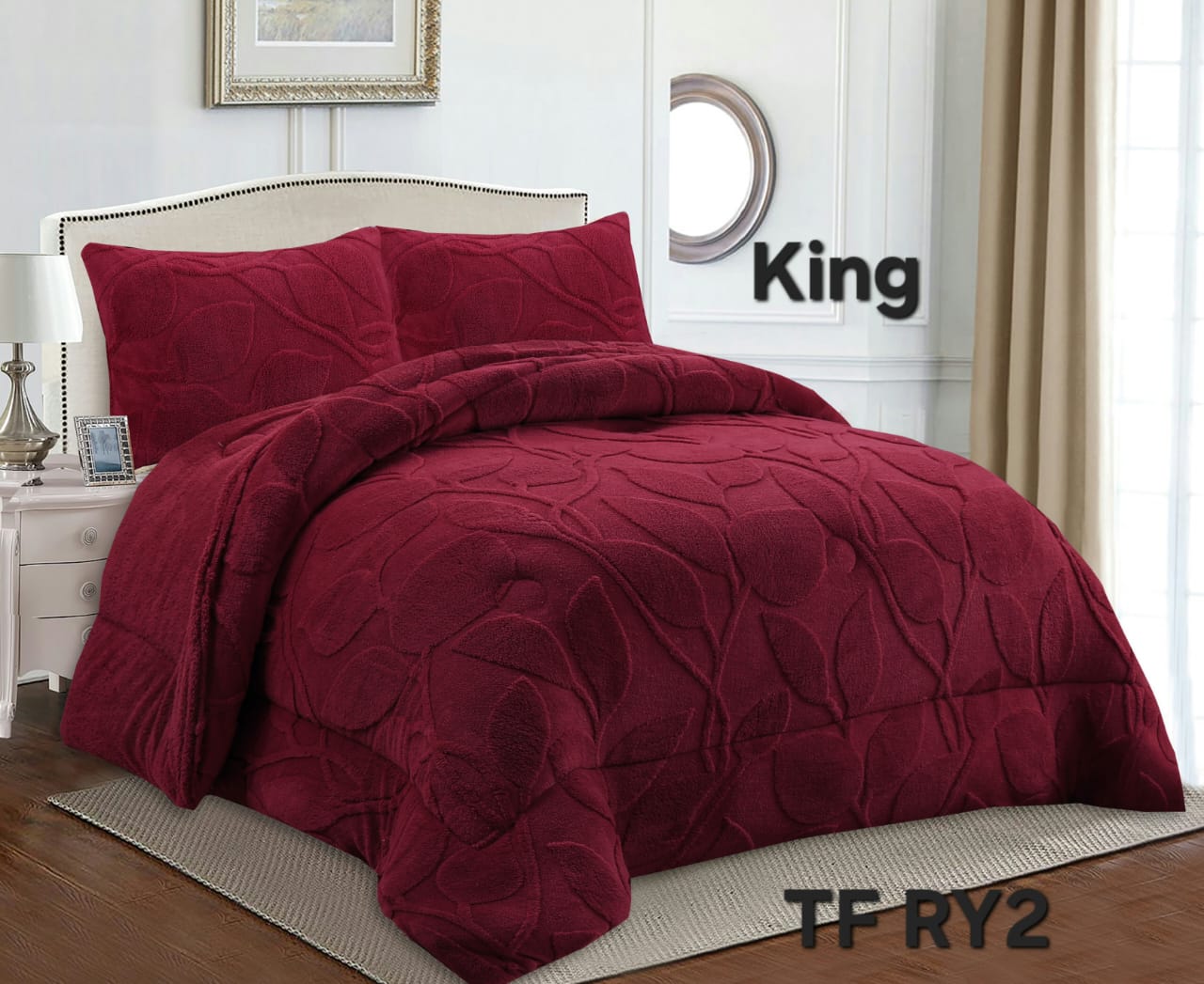 COBERTOR DE INVIERNO CON DISEÑO DE HOJAS KING - 1
