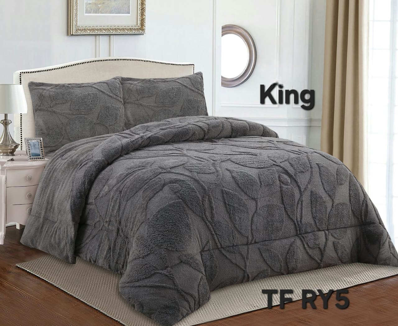 COBERTOR DE INVIERNO CON DISEÑO DE HOJAS KING - 1