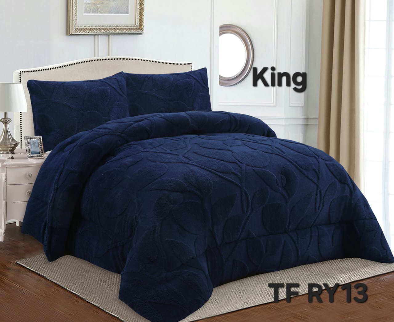 COBERTOR DE INVIERNO CON DISEÑO DE HOJAS KING - 1
