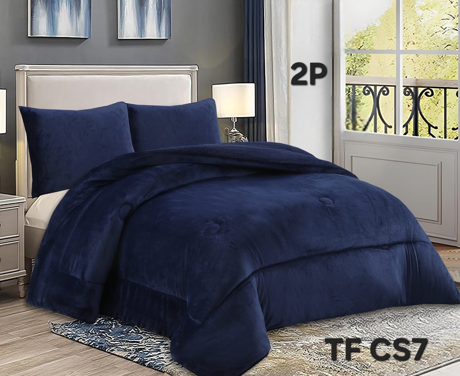 COBERTOR DE INVIERNO PLUSH LISO 2 PLAZAS - 1