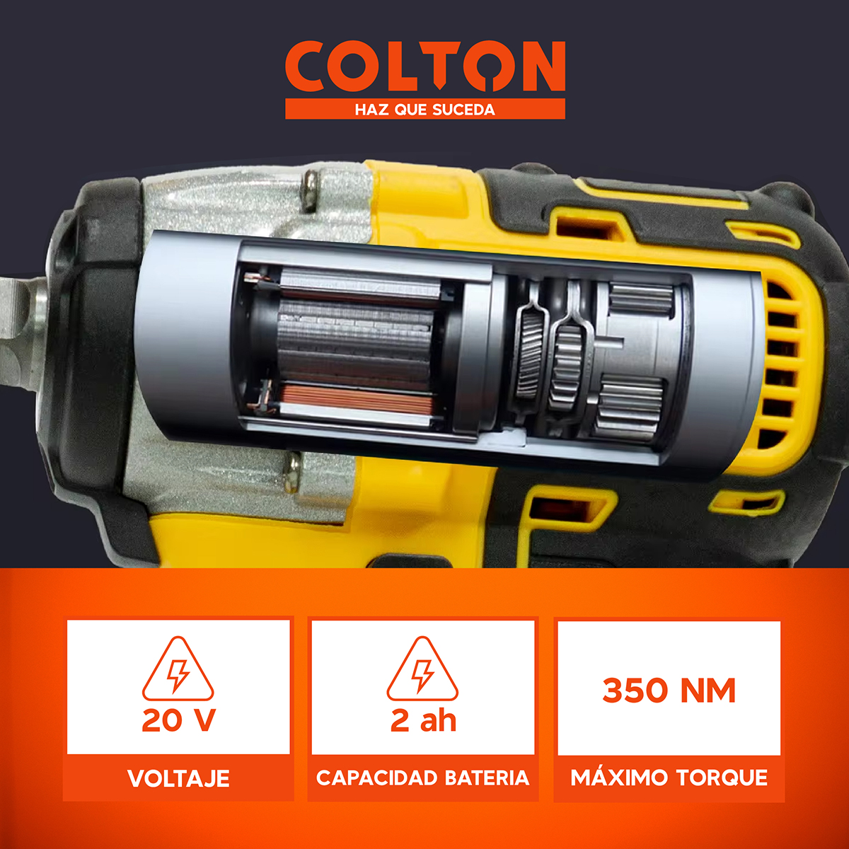 LLAVE IMPACTO 350N/M + ACCESORIOS + 2 BATERÍAS - 3