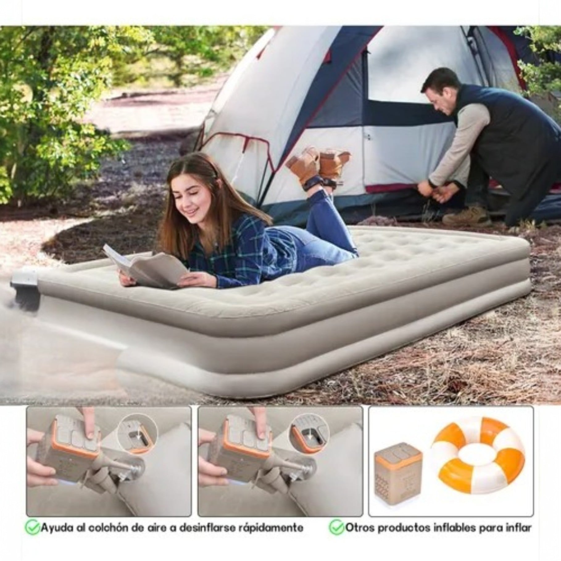 COLCHÓN CAMA INFLABLE ELÉCTRICO (2 PLAZAS) - 1