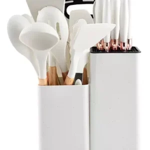 JUEGO UTENSILIOS SILICONA CON SOPORTE MADERA 19 PIEZAS - 1