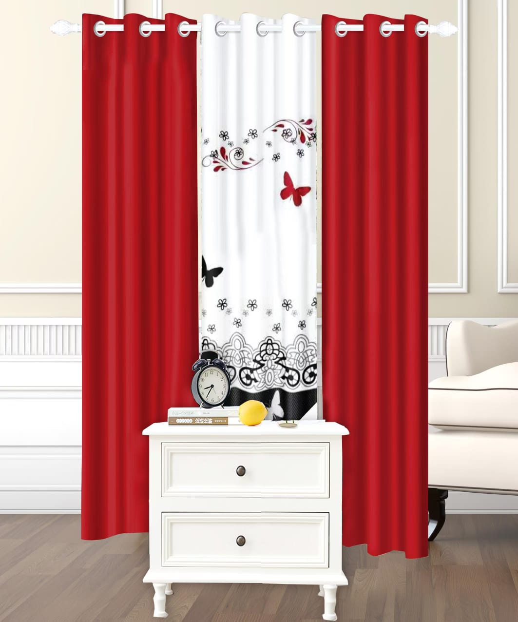 CORTINAS DE ALGODON 3 PAÑOS 97X220CM - 1