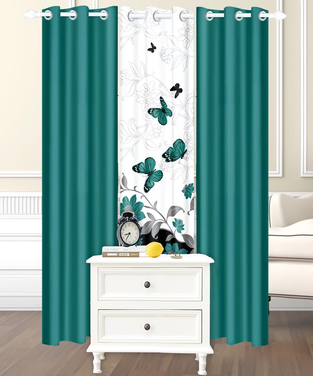 CORTINAS DE ALGODON 3 PAÑOS 97X220CM - 1