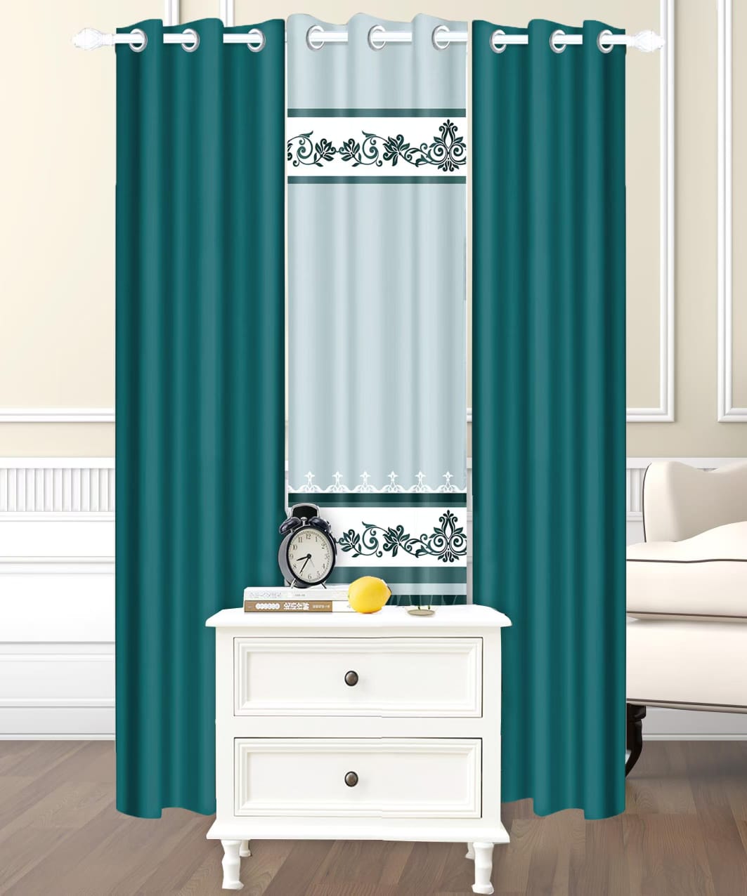 CORTINAS DE ALGODON 3 PAÑOS 97X220CM - 1