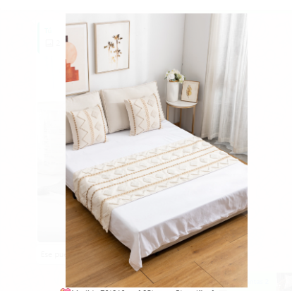 PIECERA BOHO CON BORLAS MÁS DOS FUNDAS DE COJÍN CAMA 2 PLAZAS Y KING 70X210CM - 1
