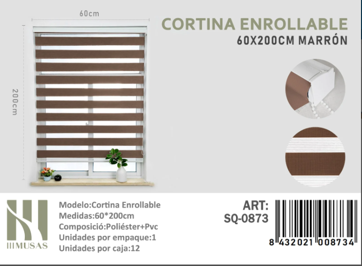 CORTINA ROLLER DUO LISA 60CM X 200CM - 1