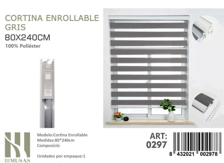 CORTINA ROLLER DUO LISA 80CM X 240CM - 1
