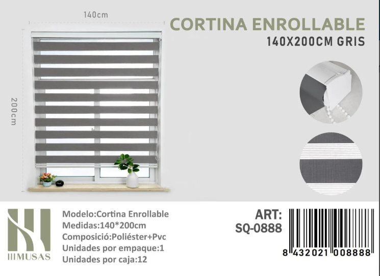 CORTINA ROLLER DUO LISA 140CM X 200CM - 1