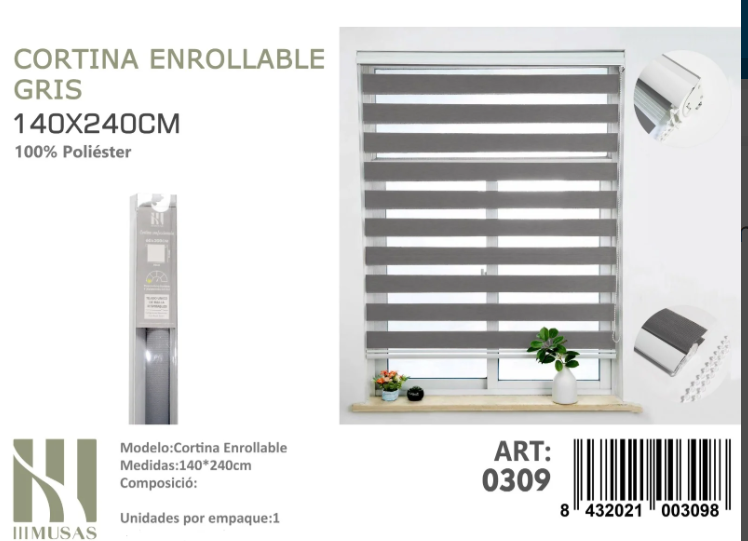 CORTINA ROLLER DUO LISA 140CM X 240CM - 1