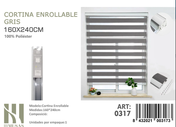 CORTINA ROLLER DUO LISA 160CM X 240CM - 1