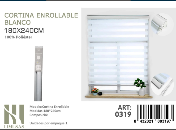CORTINA ROLLER DUO LISA 180CM X 240CM - 1