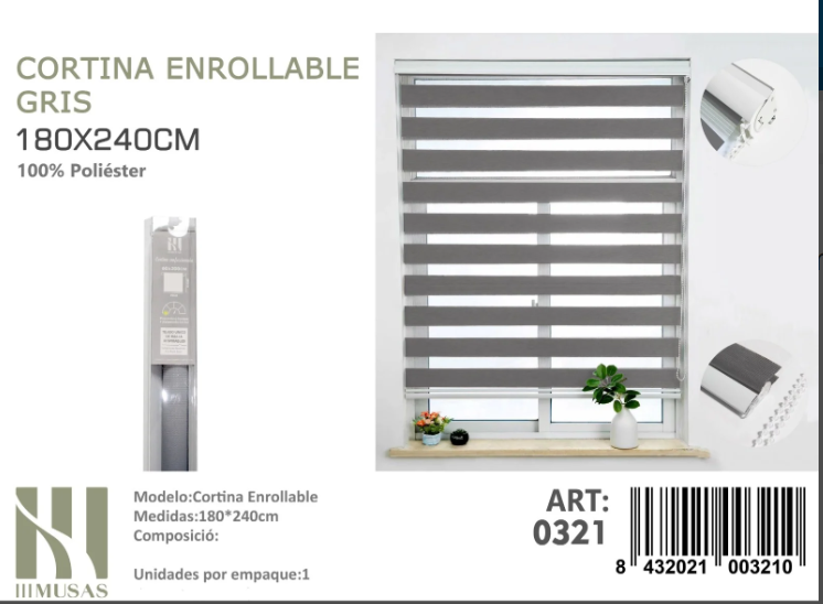 CORTINA ROLLER DUO LISA 180CM X 240CM - 1