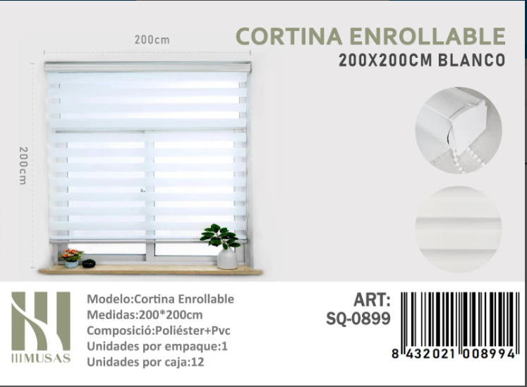 CORTINA ROLLER DUO LISA 200CM X 200CM - 1