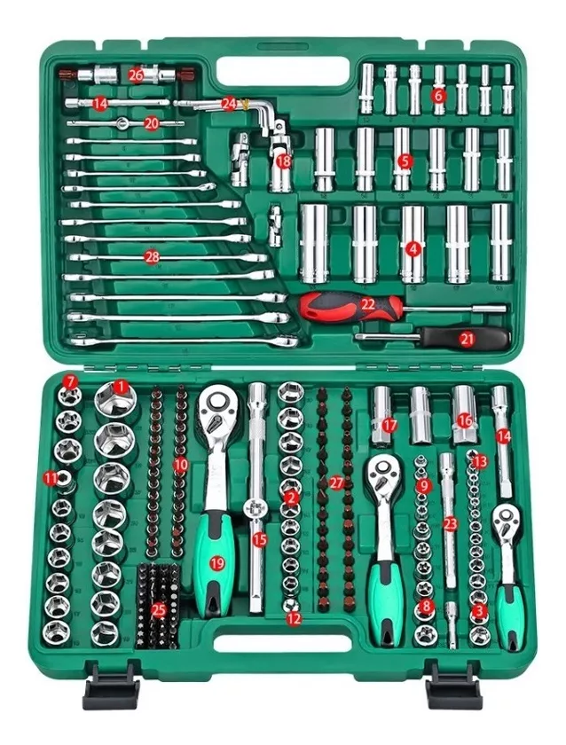 CAJA DE HERRAMIENTAS DADOS Y LLAVES 216 PIEZAS - 1