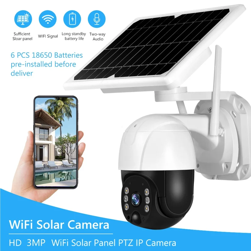 CAMARA IP SOLAR 360 SEGURIDAD WIFI EXTERIOR HD 1080P - 1
