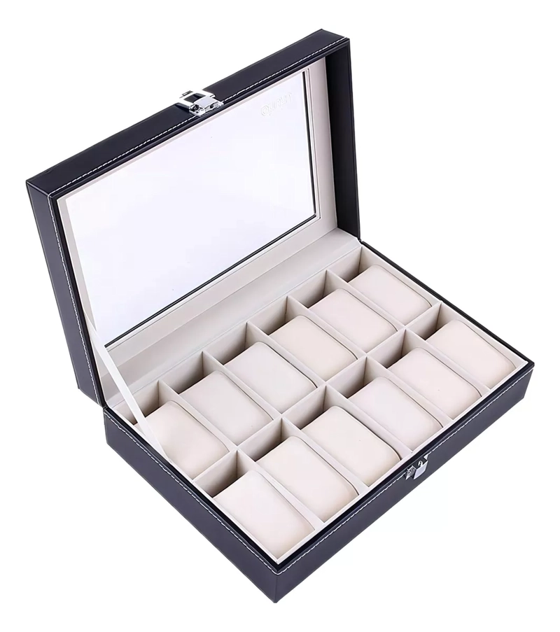 CAJA ORGANIZADOR PARA 24 RELOJES EN COLOR NEGRO - 1