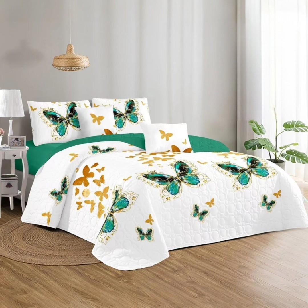 CUBRECAMA QUILT DE VERANO CON DISEÑO TF PLAZA Y MEDIA - 1