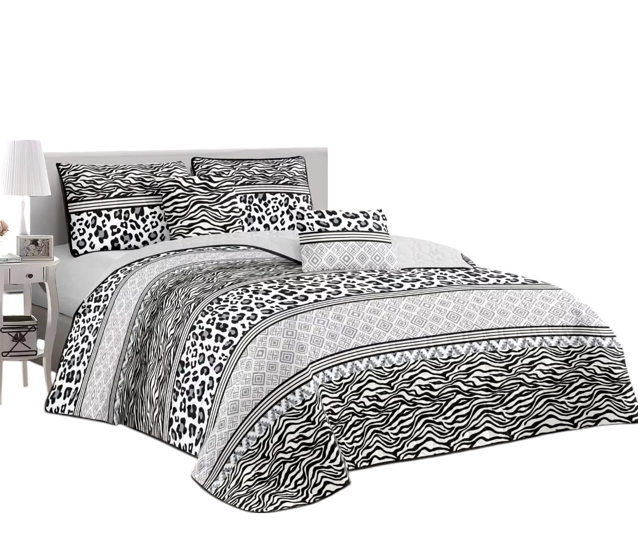 CUBRECAMA QUILT DE VERANO CON DISEÑO TF PLAZA Y MEDIA - 1