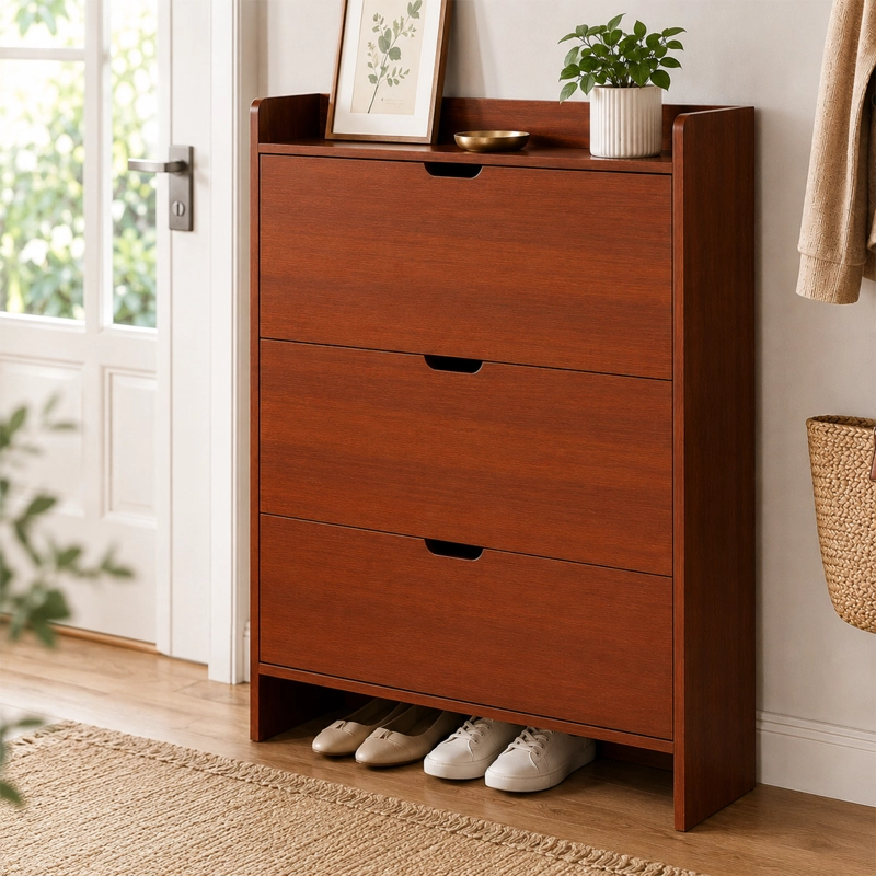 MUEBLE ZAPATERO ORGANIZADOR ESTANTE PARA ZAPATOS EN COLOR CAFE - 3