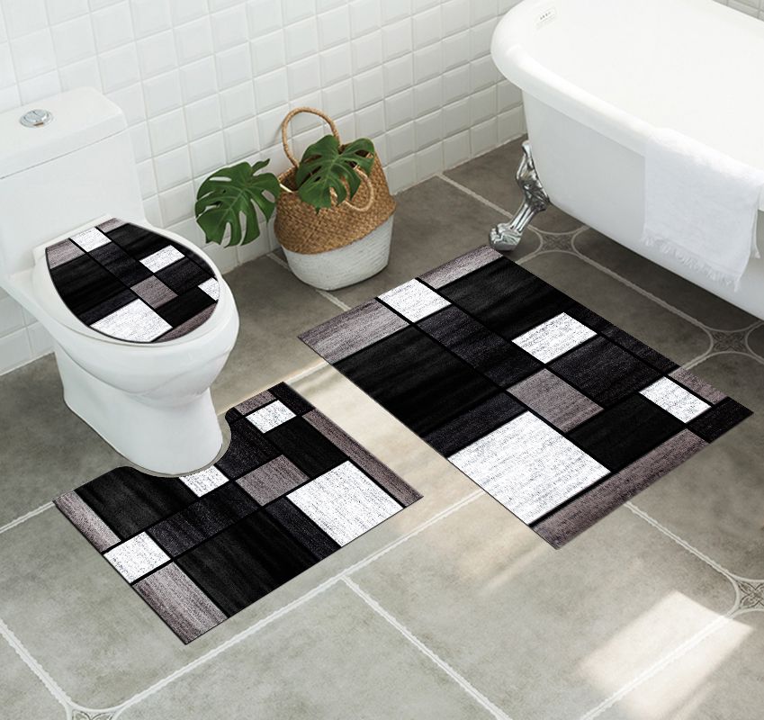 SET ALFOMBRAS DE BANO CON DISENOS 3 PIEZAS - 1