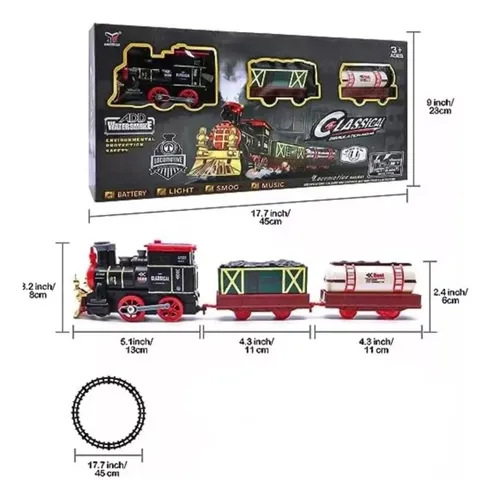 TREN CLASICO ELE CTRICO SIMULADOR DE VAPOR LUZ Y SONIDO PISTA - 2