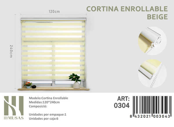 CORTINA ROLLER DIA Y NOCHE 120X240 CM - 1