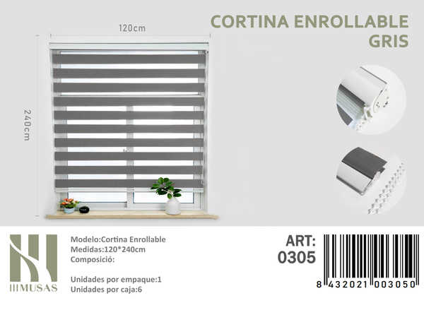 CORTINA ROLLER DIA Y NOCHE 120X240 CM - 1