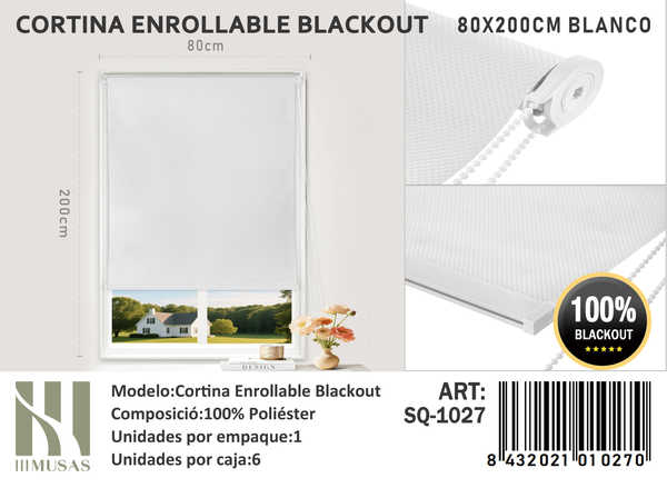 CORTINA ROLLER BLACKOUT 80X200CM - 1
