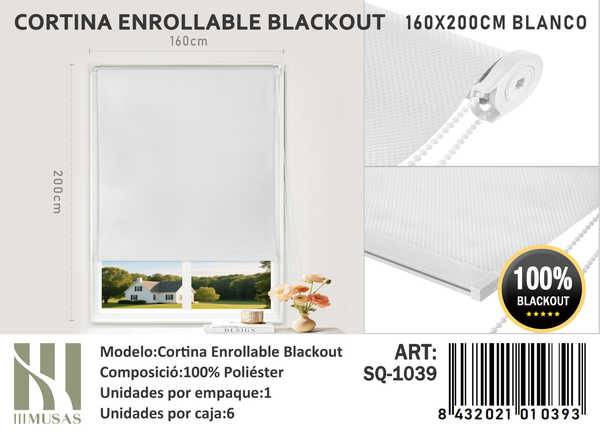 CORTINA ROLLER BLACKOUT 160X200CM - 1